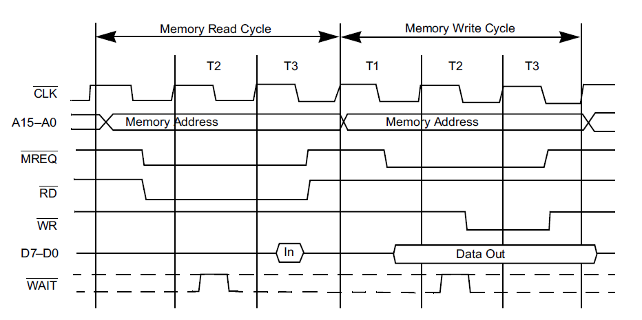 Processzor memória olvasási és írási ciklusa